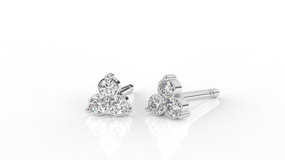 Silver earring with three diamonds GLAM NYC