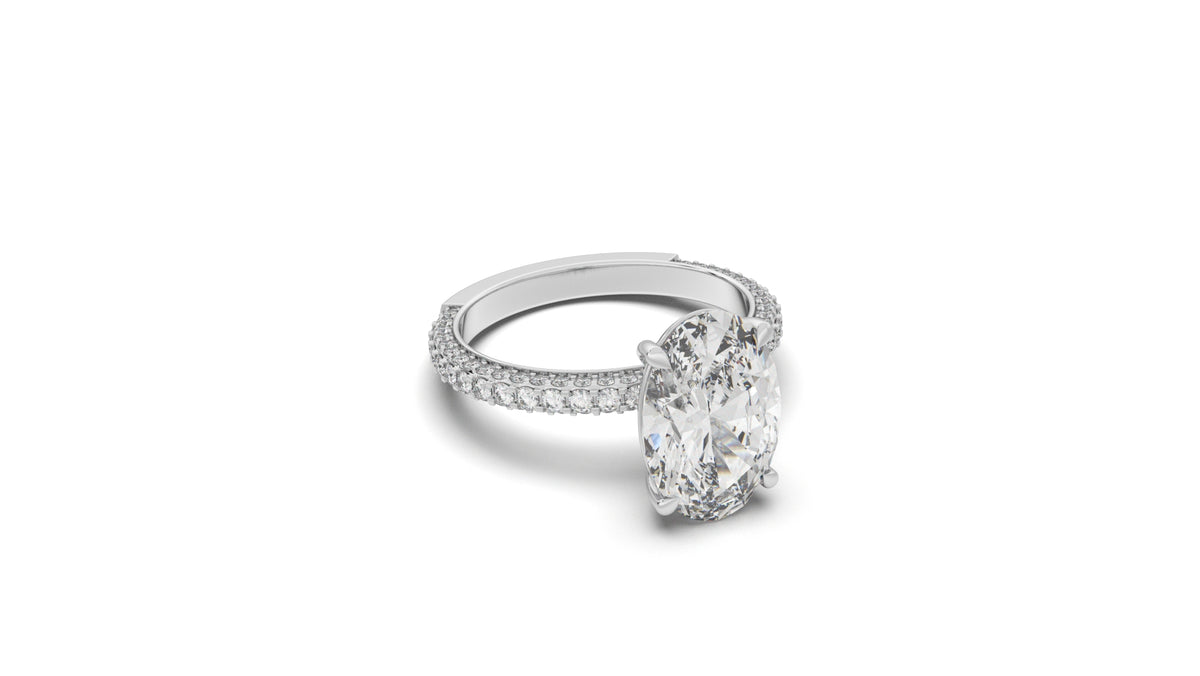 3.76 CTW Oval Diamond Pavé Engagement Ring