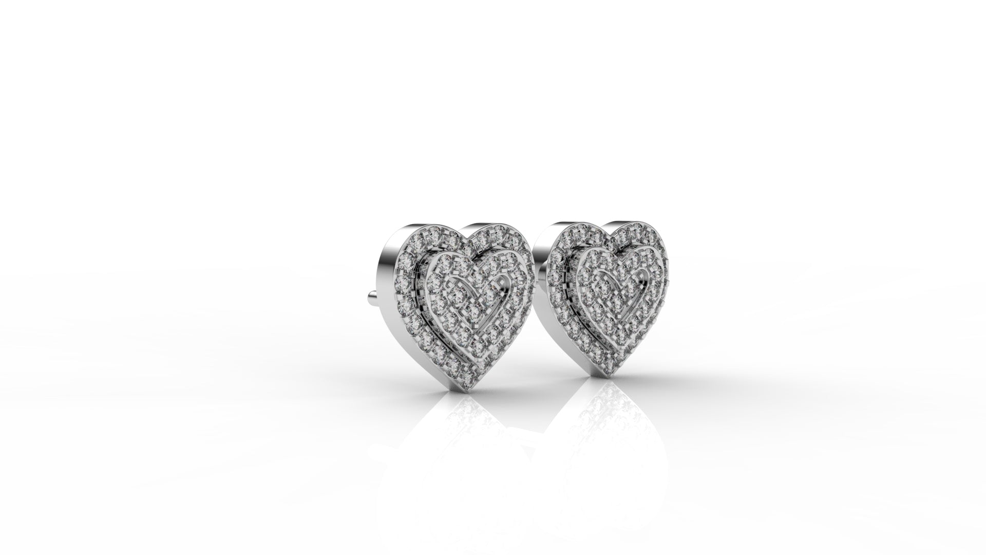 Double Heart Pavé Lab Diamond Stud Earrings