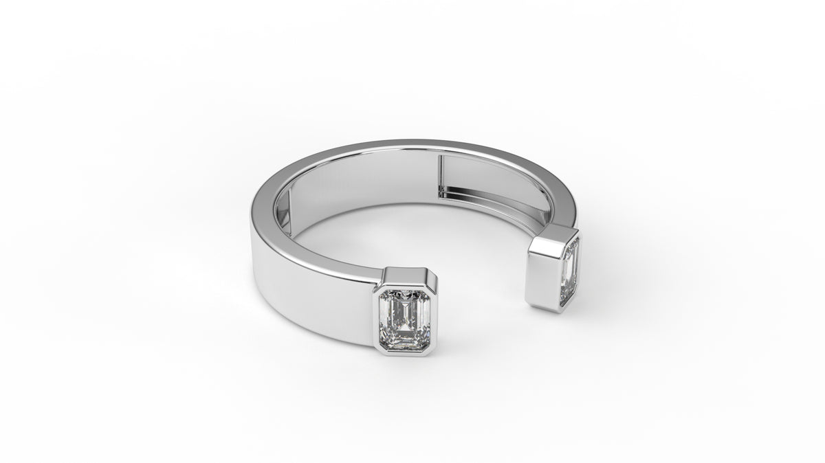 0.45 CTW Diamond Open Cuff Baguette Ring