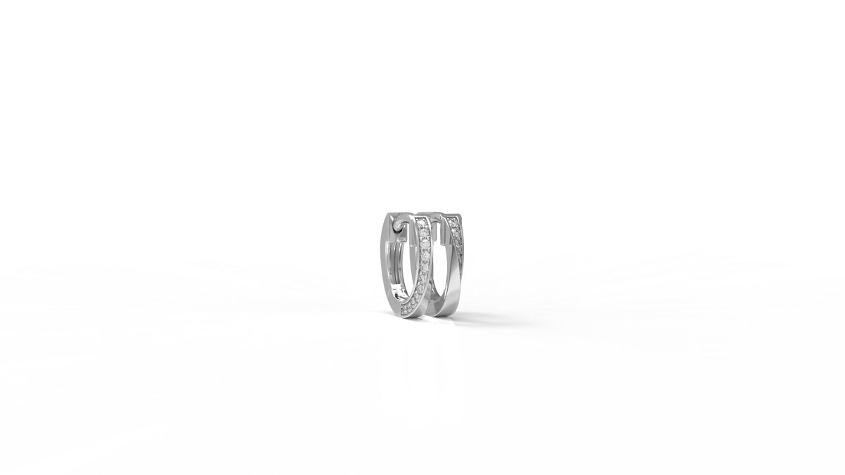 Silver hoop earrings with diamonds GLAM NYC