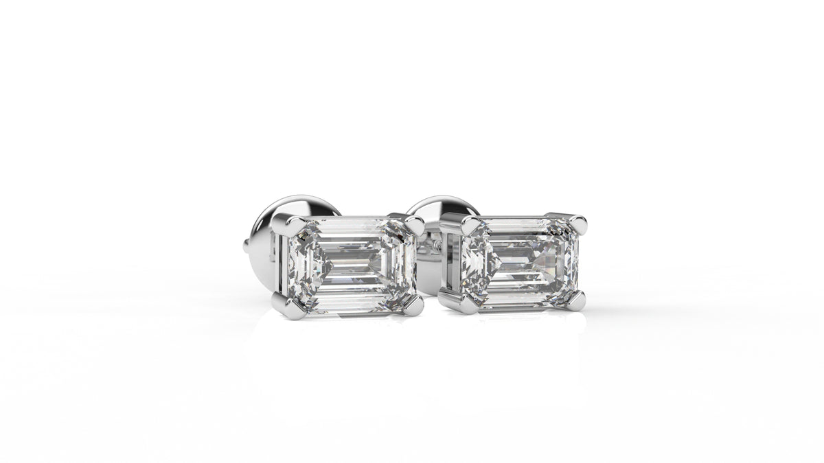 Emerald-Cut Diamond Stud Earrings