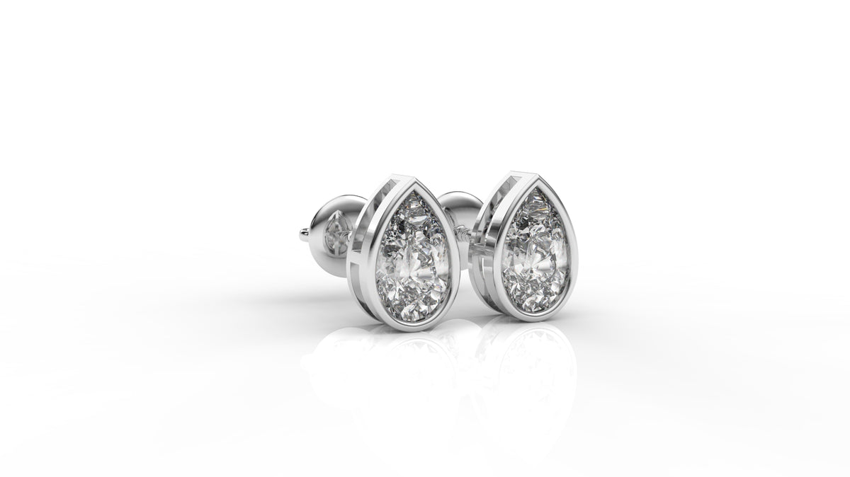 Pear-Cut Diamond Bezel Stud Earrings – 2.00 CTW