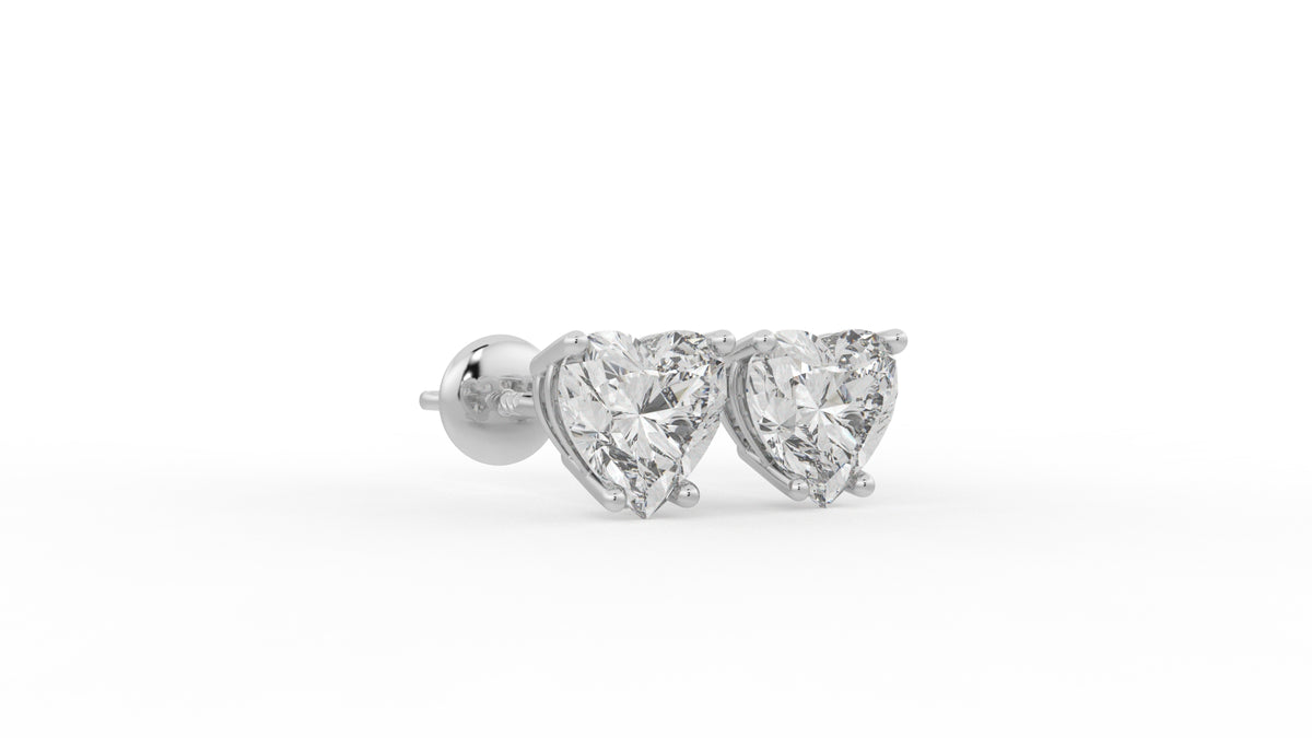 3.00 CTW Heart-Shaped Diamond Stud Earrings