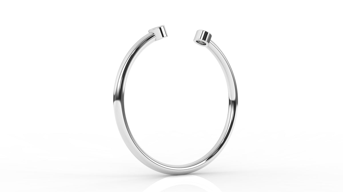 Silver ring two small diamonds GLAM NYC