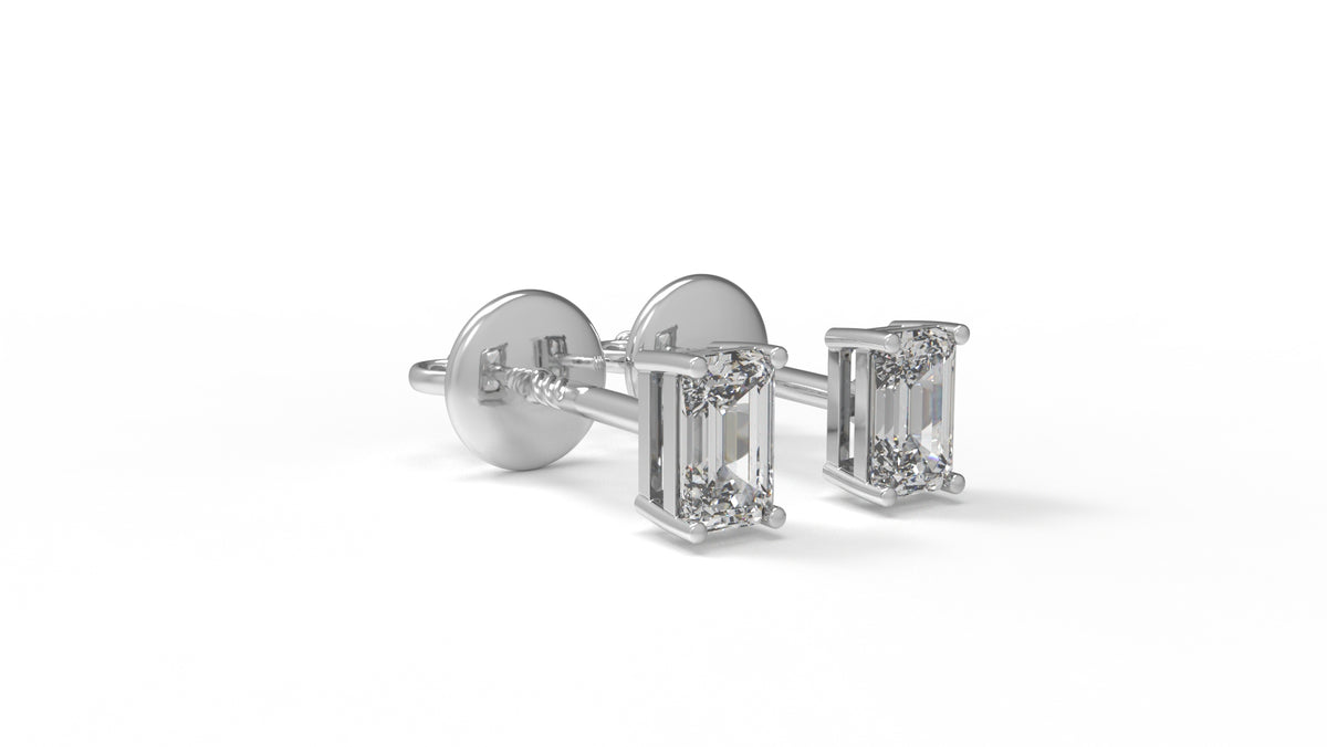 1.00 CTW Lab-Grown Diamond Emerald Cut Stud Earrings