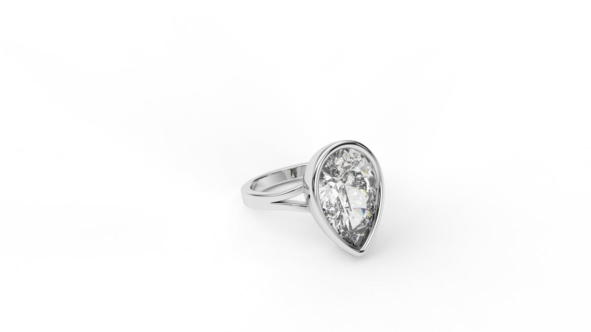 6.20 CTW Pear Cut Diamond Bezel Solitaire Engagement Ring