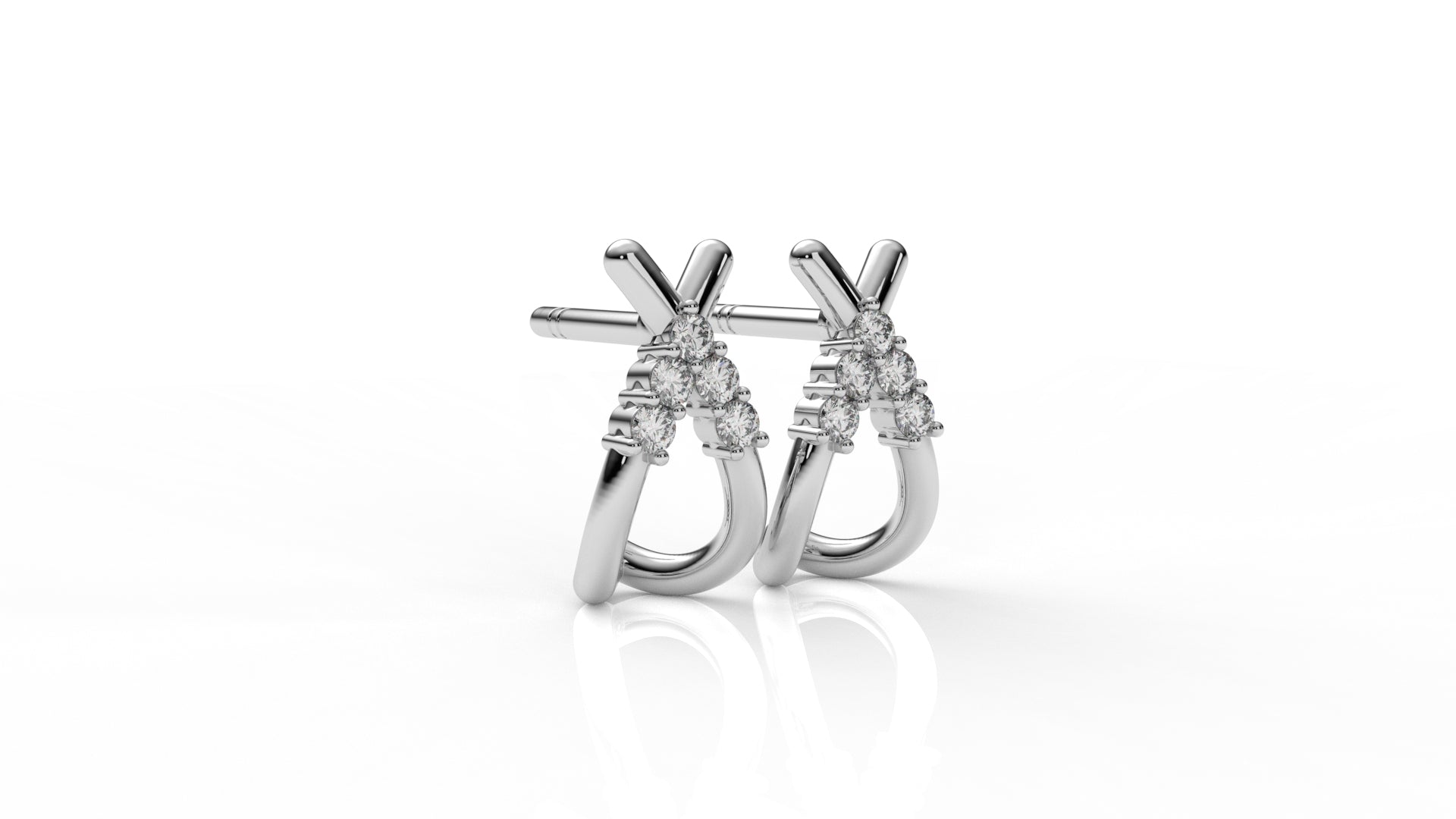 Silver earrings with small diamonds GLAM NYC
