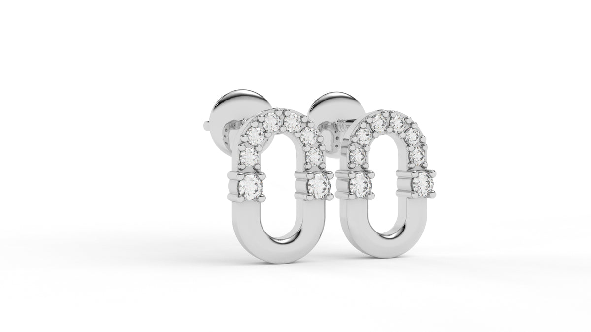 0.20 CTW Diamond Oval Link Stud Earrings