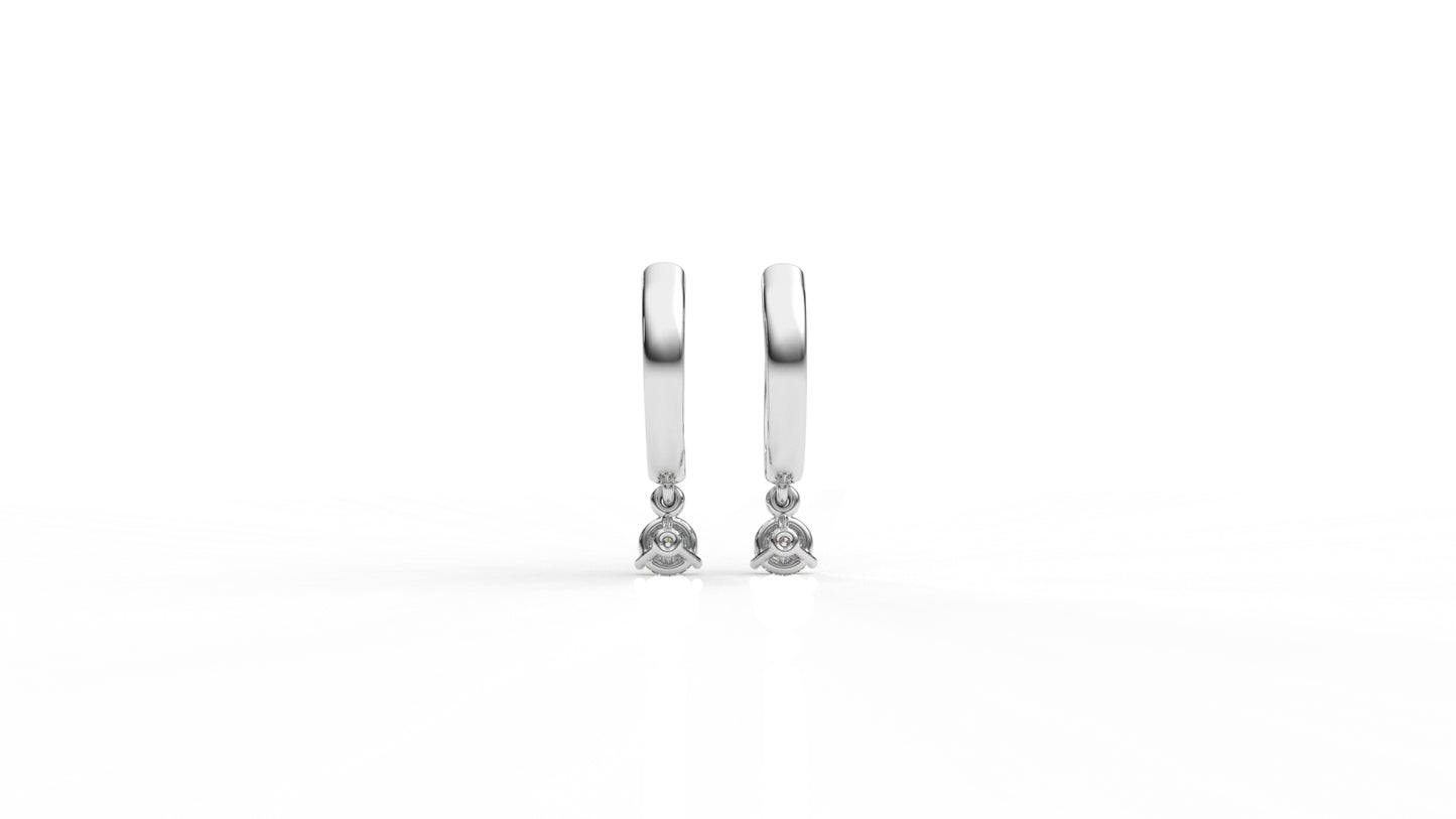 Silver hoop earrings with diamond GLAM NYC