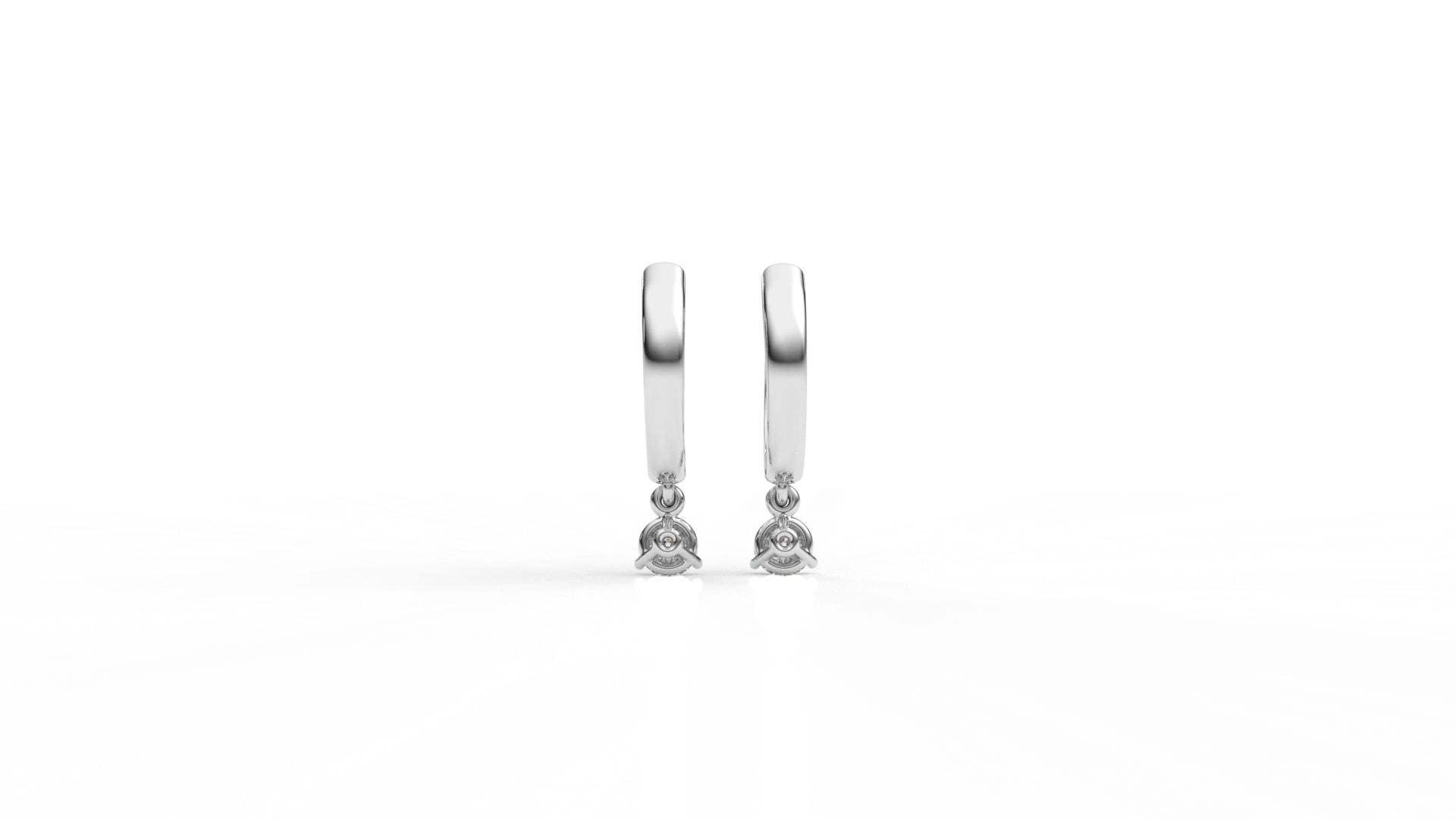 Silver hoop earrings with diamond GLAM NYC