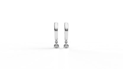 Silver hoop earrings with diamond GLAM NYC