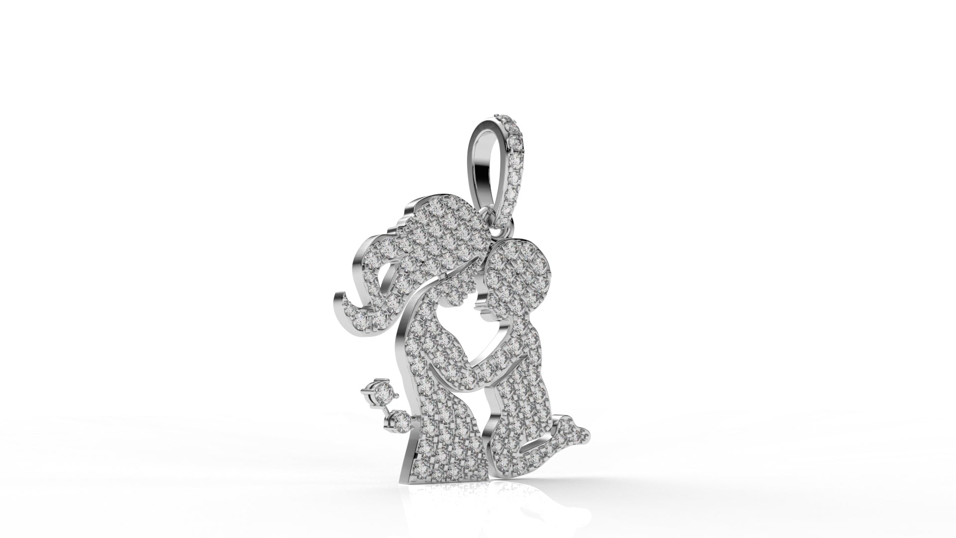 Eternal Love Silhouette Pendant – Diamond mom and daughter Charm