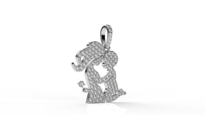 Eternal Love Silhouette Pendant – Diamond mom and daughter Charm