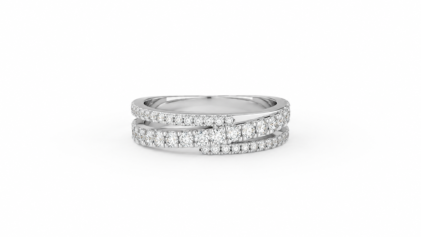 0.67 CTW Diamond Triple Row Wedding Band