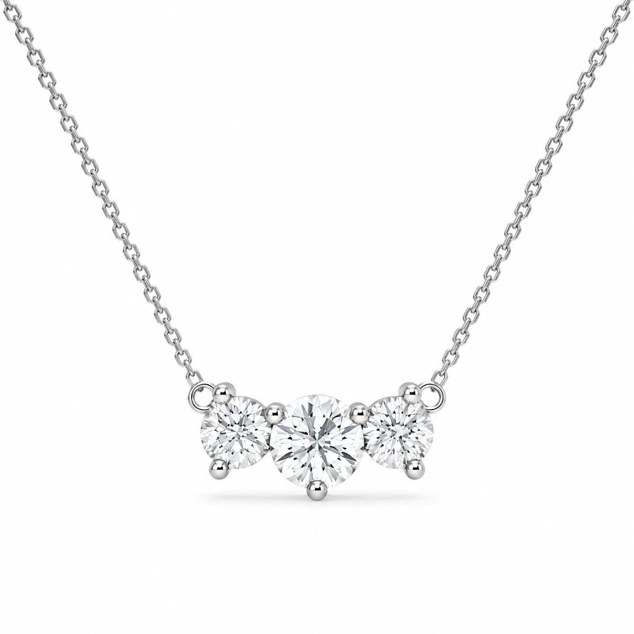 0.84 CT Diamond Cluster Bar Pendant Necklace