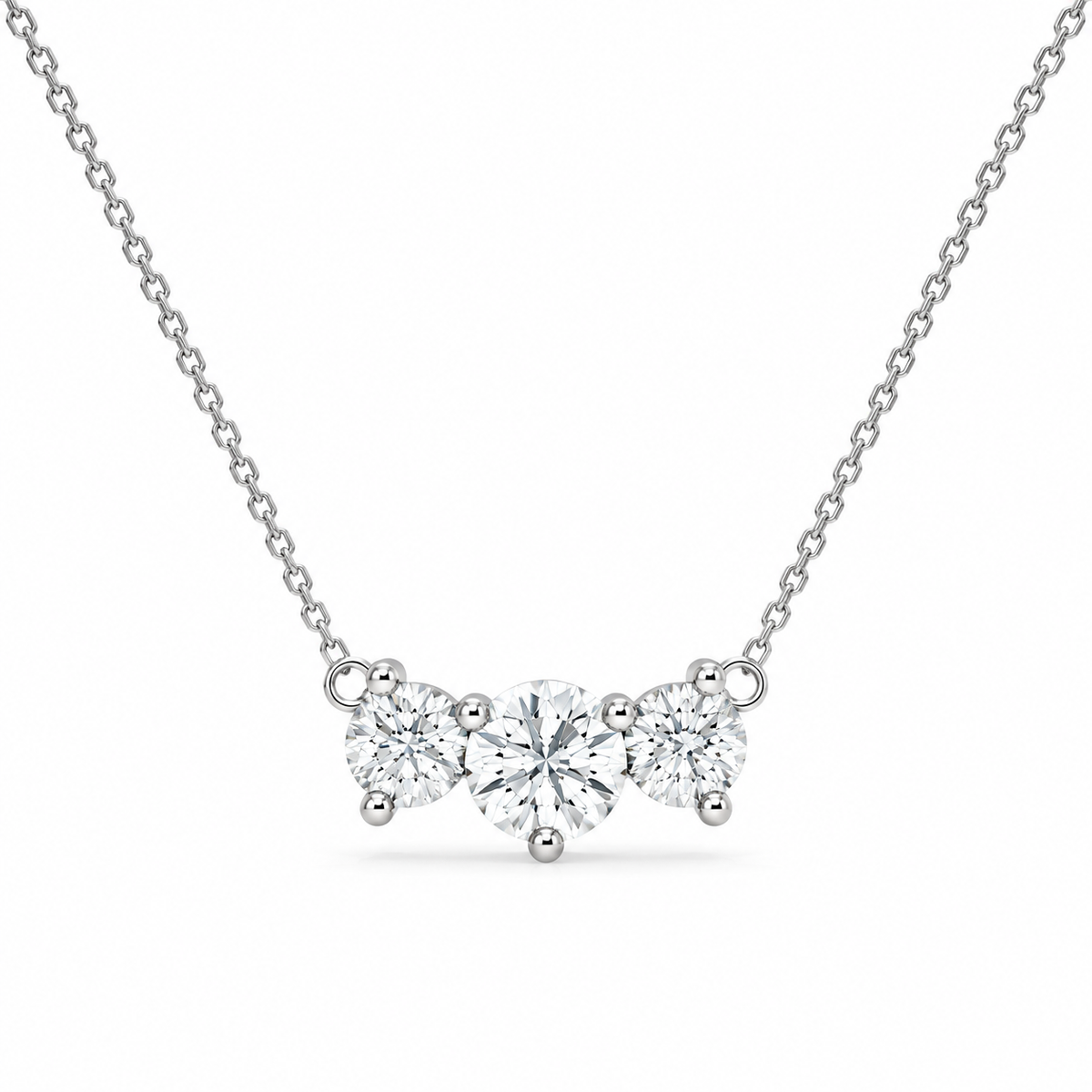 0.84 CT Diamond Cluster Bar Pendant Necklace