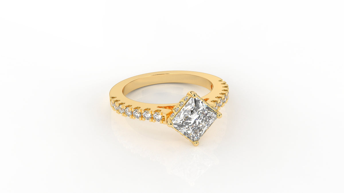 Gold ring with a diamond GLAM NYC