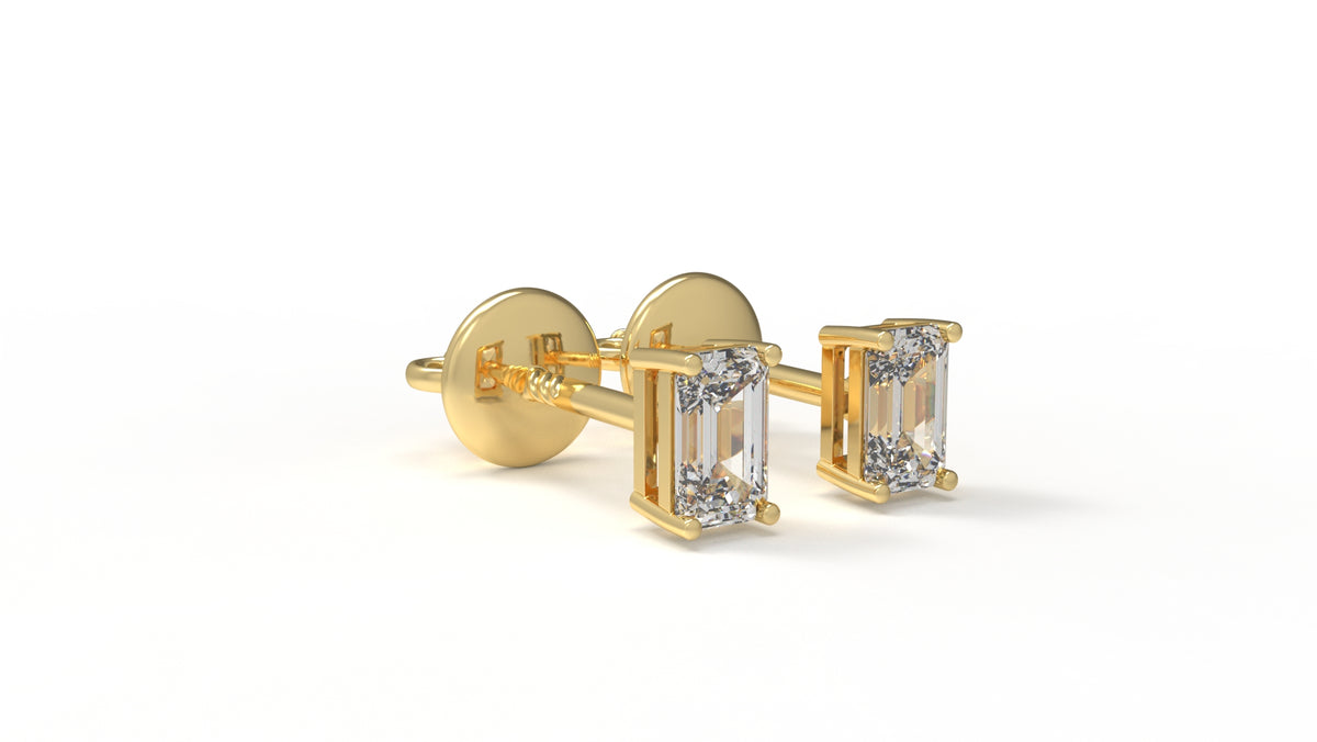 1.00 CTW Lab-Grown Diamond Emerald Cut Stud Earrings