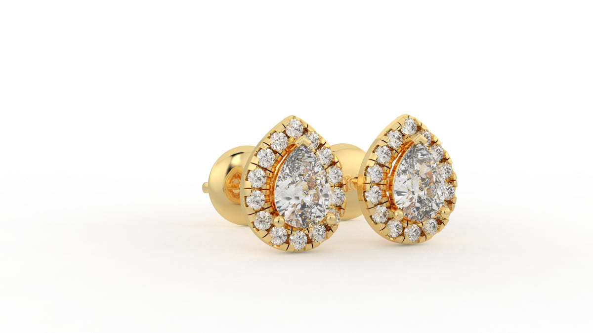 0.70 CTW Pear Halo Diamond Stud Earrings