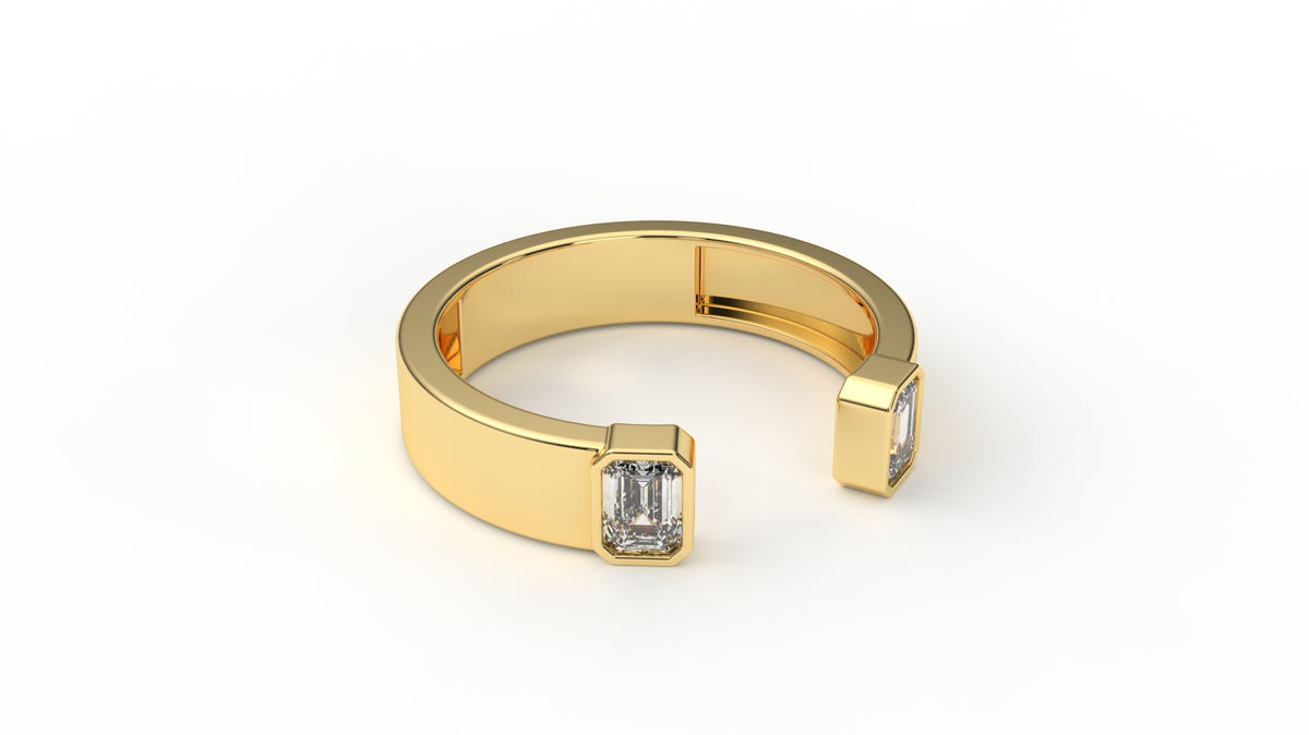0.45 CTW Diamond Open Cuff Baguette Ring