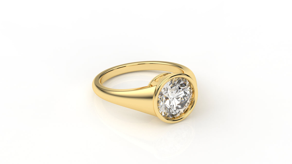 2ct Diamond Vintage Bezel-Set Round Diamond Solitaire Ring