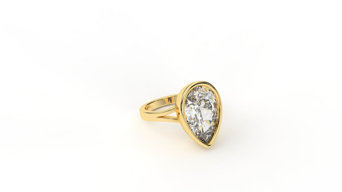 6.20 CTW Pear Cut Diamond Bezel Solitaire Engagement Ring