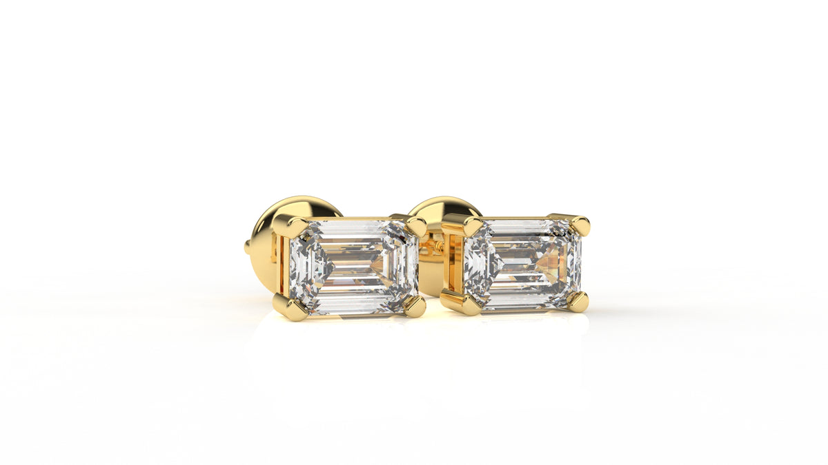 Emerald-Cut Diamond Stud Earrings