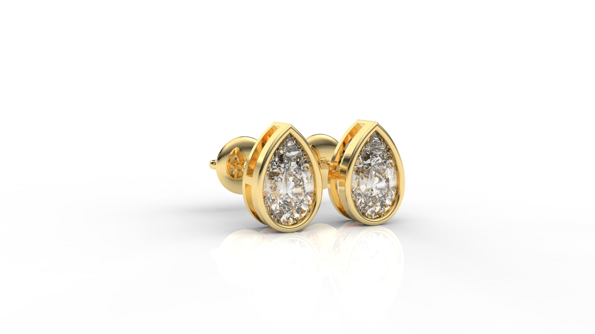 Pear-Cut Diamond Bezel Stud Earrings – 2.00 CTW