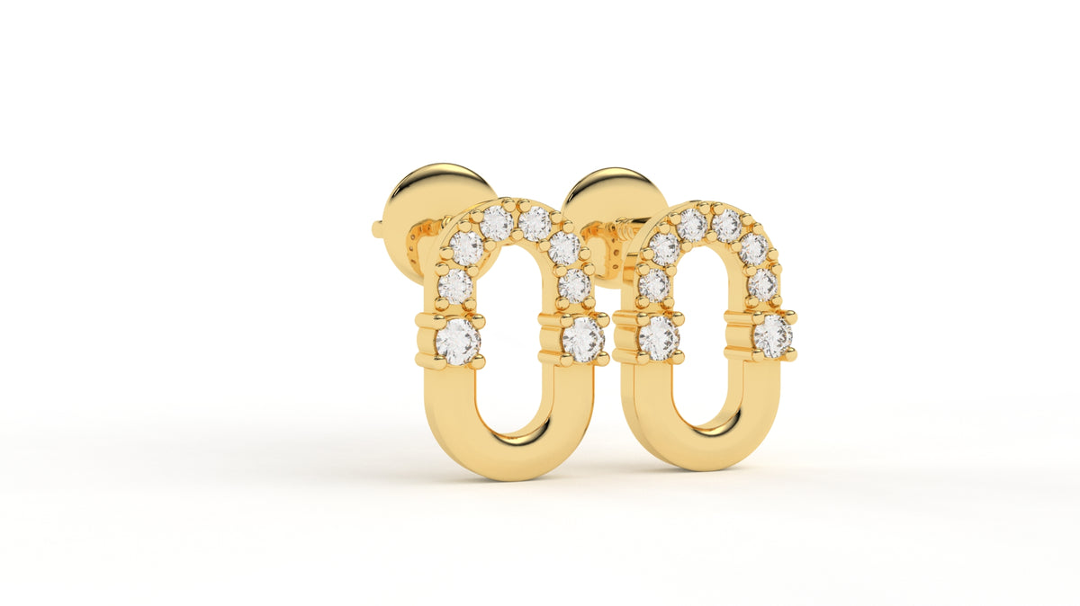 0.20 CTW Diamond Oval Link Stud Earrings