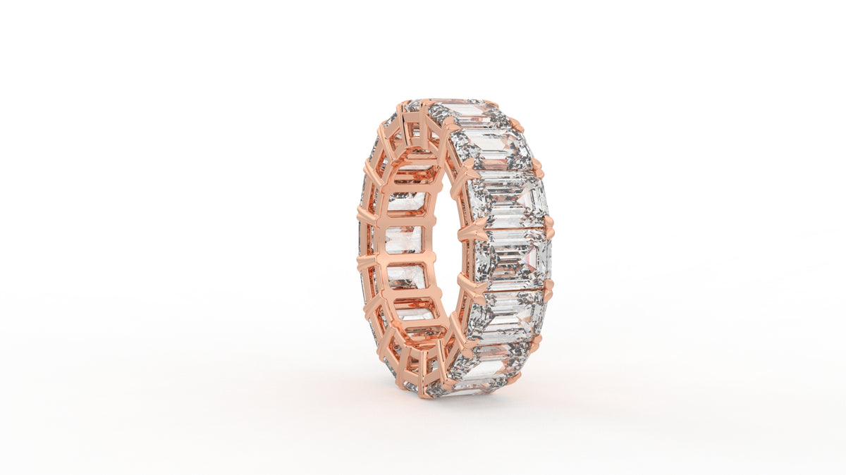 12 CTW Emerald Cut Diamond Eternity Wedding Band