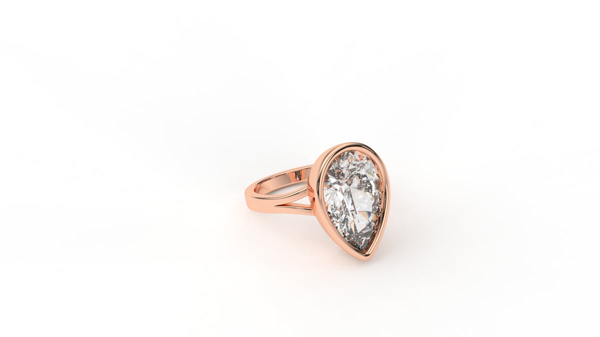 6.20 CTW Pear Cut Diamond Bezel Solitaire Engagement Ring