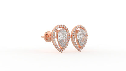 2.06 CTW Pear Cut Diamond Halo Stud Earrings