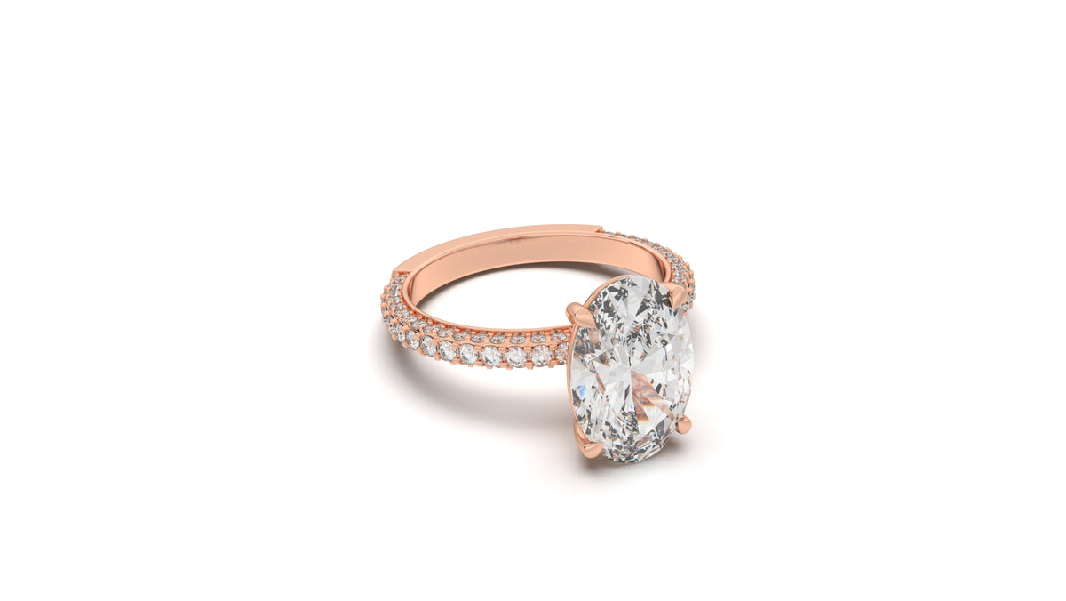 3.76 CTW Oval Diamond Pavé Engagement Ring