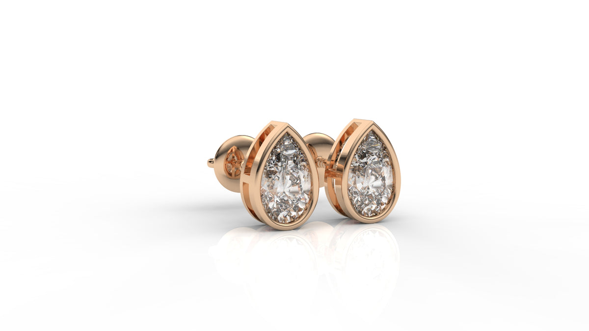 Pear-Cut Diamond Bezel Stud Earrings – 2.00 CTW