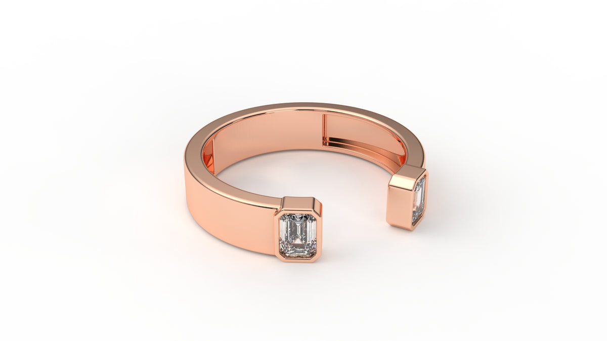 0.45 CTW Diamond Open Cuff Baguette Ring