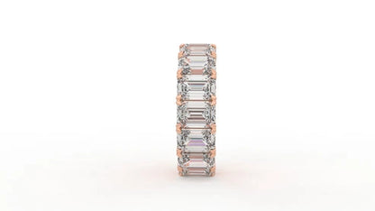 12 CTW Emerald Cut Diamond Eternity Wedding Band - Rose Gold - Back View