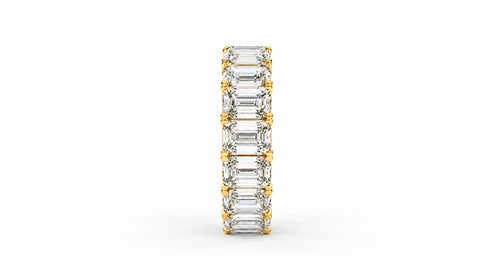 12 CTW Emerald Cut Diamond Eternity Wedding Band - Yellow Gold - Back View
