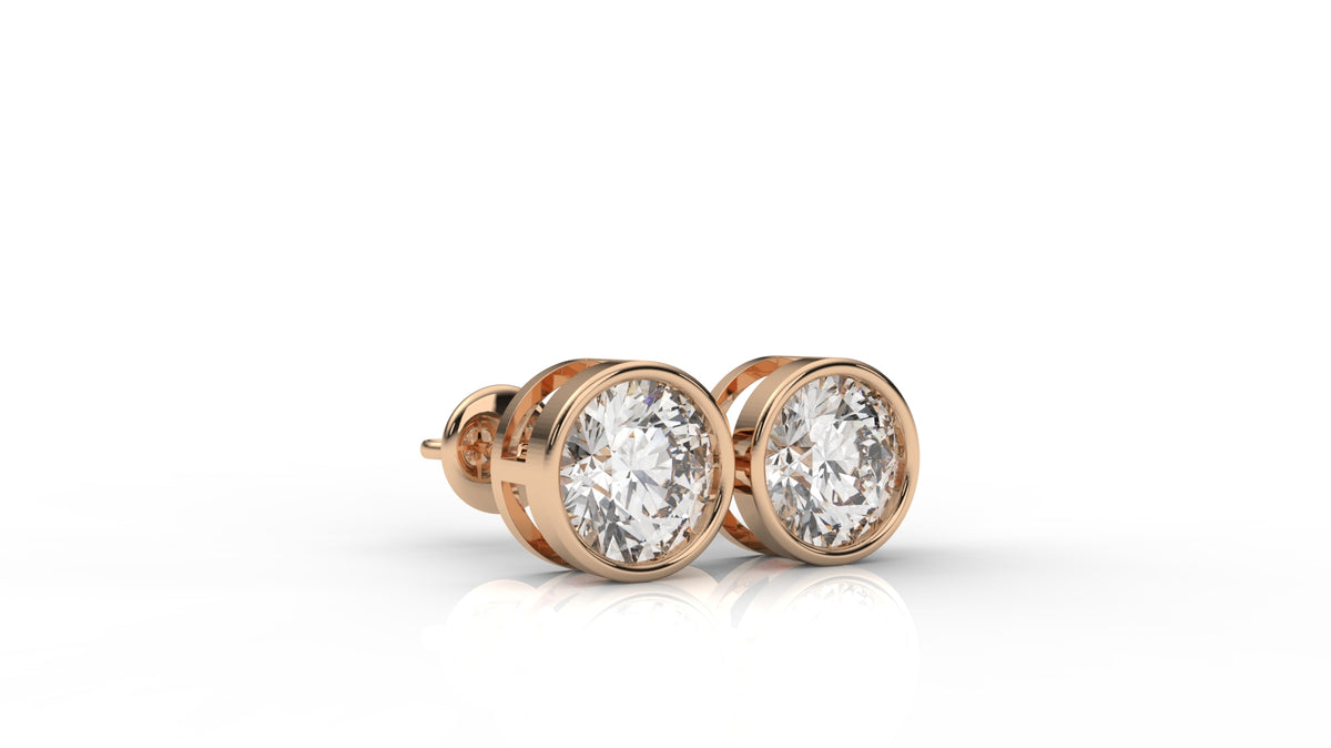 4.00 CTW Round Diamond Bezel Stud Earrings