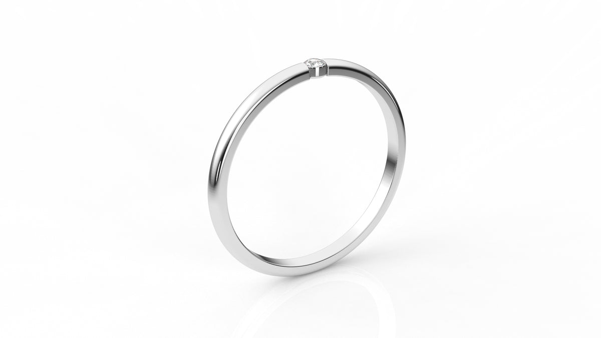 Silver ring with small a diamond GLAM NYC