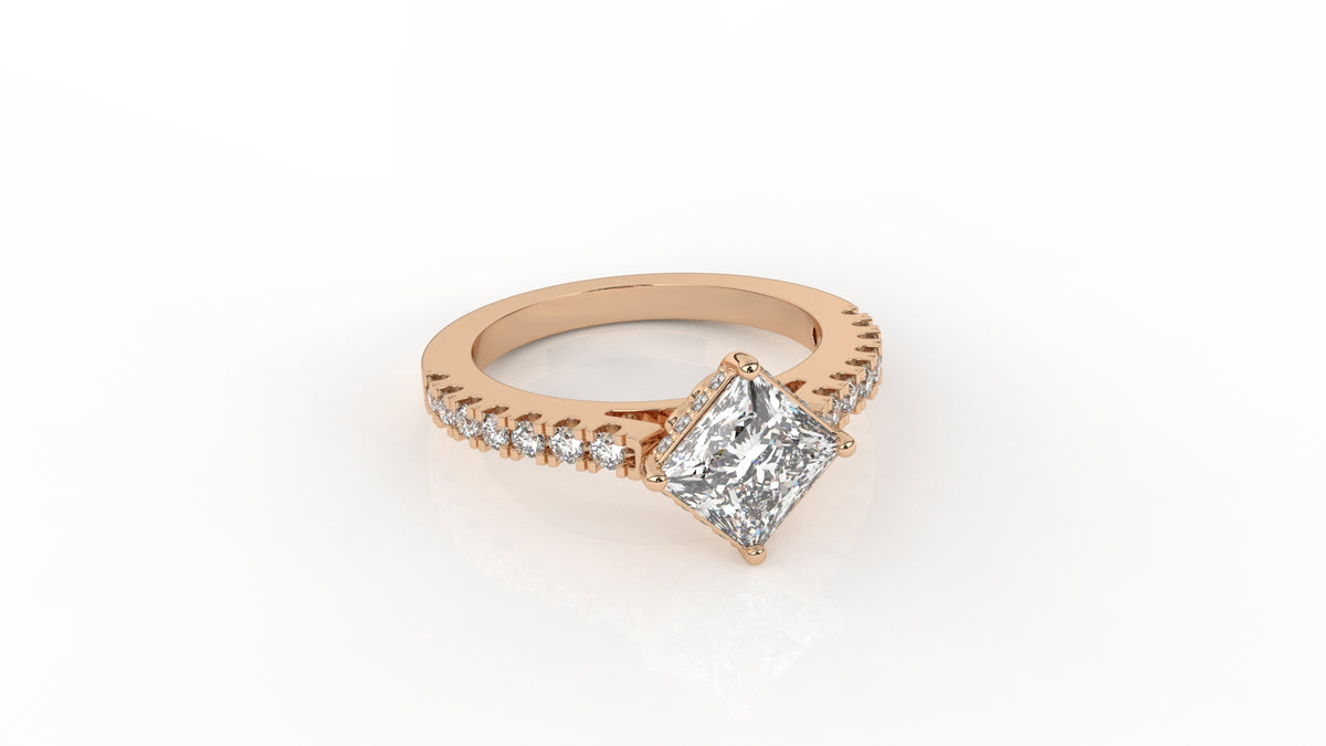 Rose gold ring with a diamond GLAM NYC