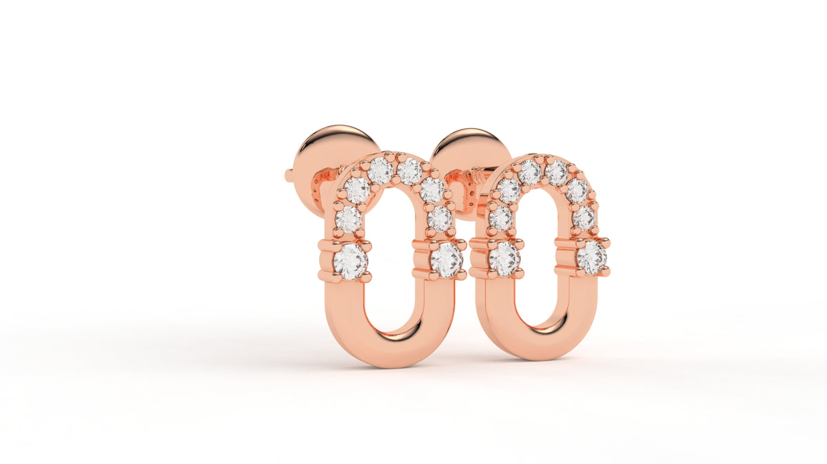 0.20 CTW Diamond Oval Link Stud Earrings