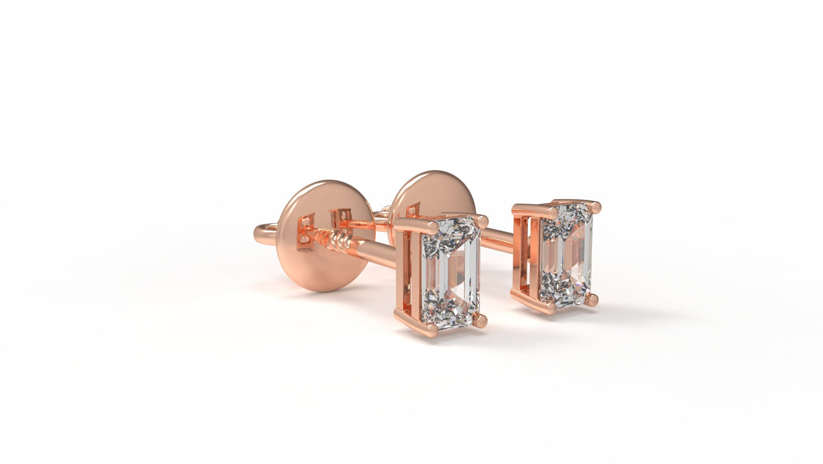 1.00 CTW Lab-Grown Diamond Emerald Cut Stud Earrings