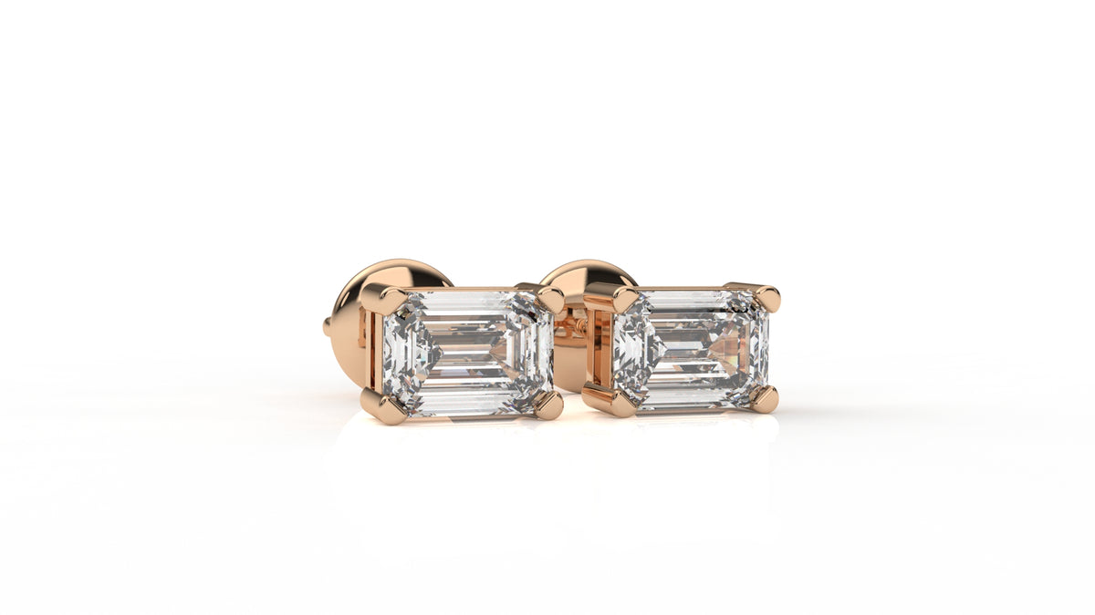 Emerald-Cut Diamond Stud Earrings