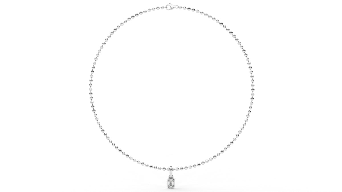 1 CTW Emerald Cut Diamond Solitaire Pendant Necklace
