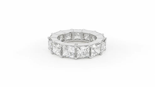 13 CTW Princess Cut Diamond Eternity Wedding Band - White Gold - Front View