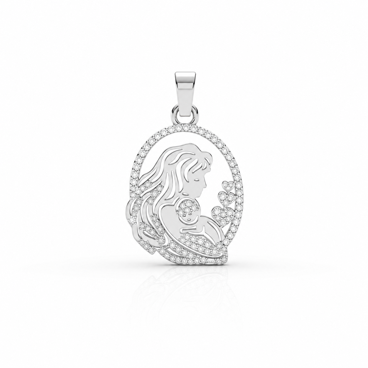0.36 CTW Oval Portrait Diamond Pendant Necklace