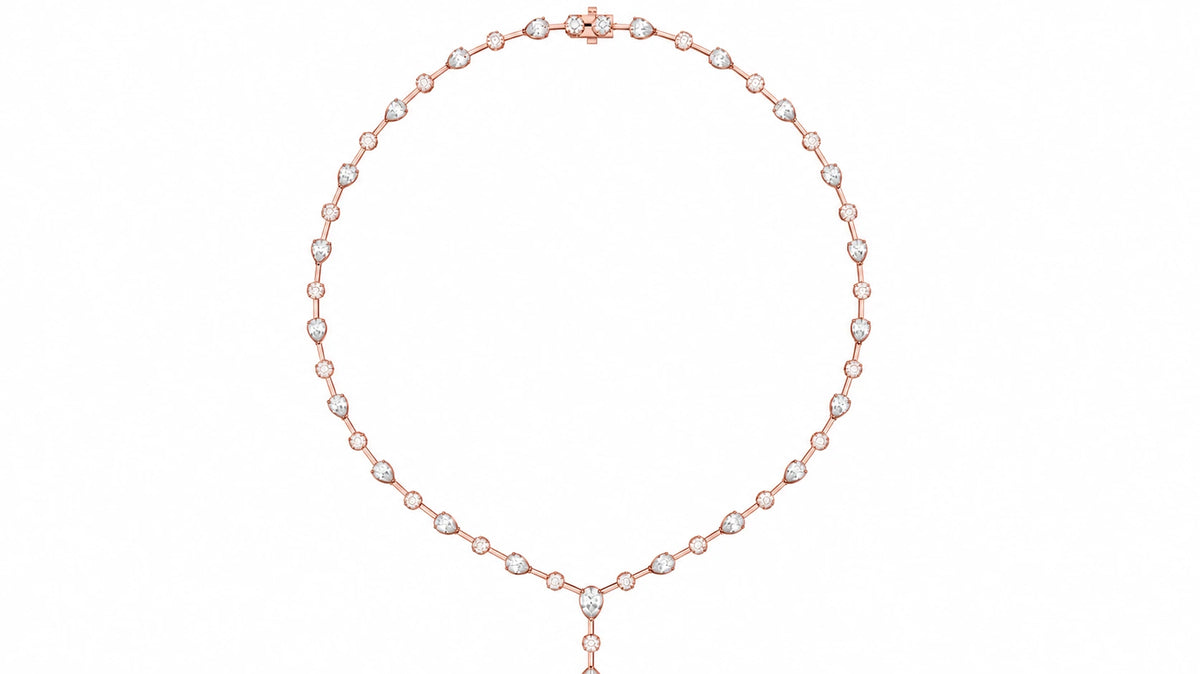 19.14 CTW Diamond Y-Drop Necklace - Rose Gold - Angled View