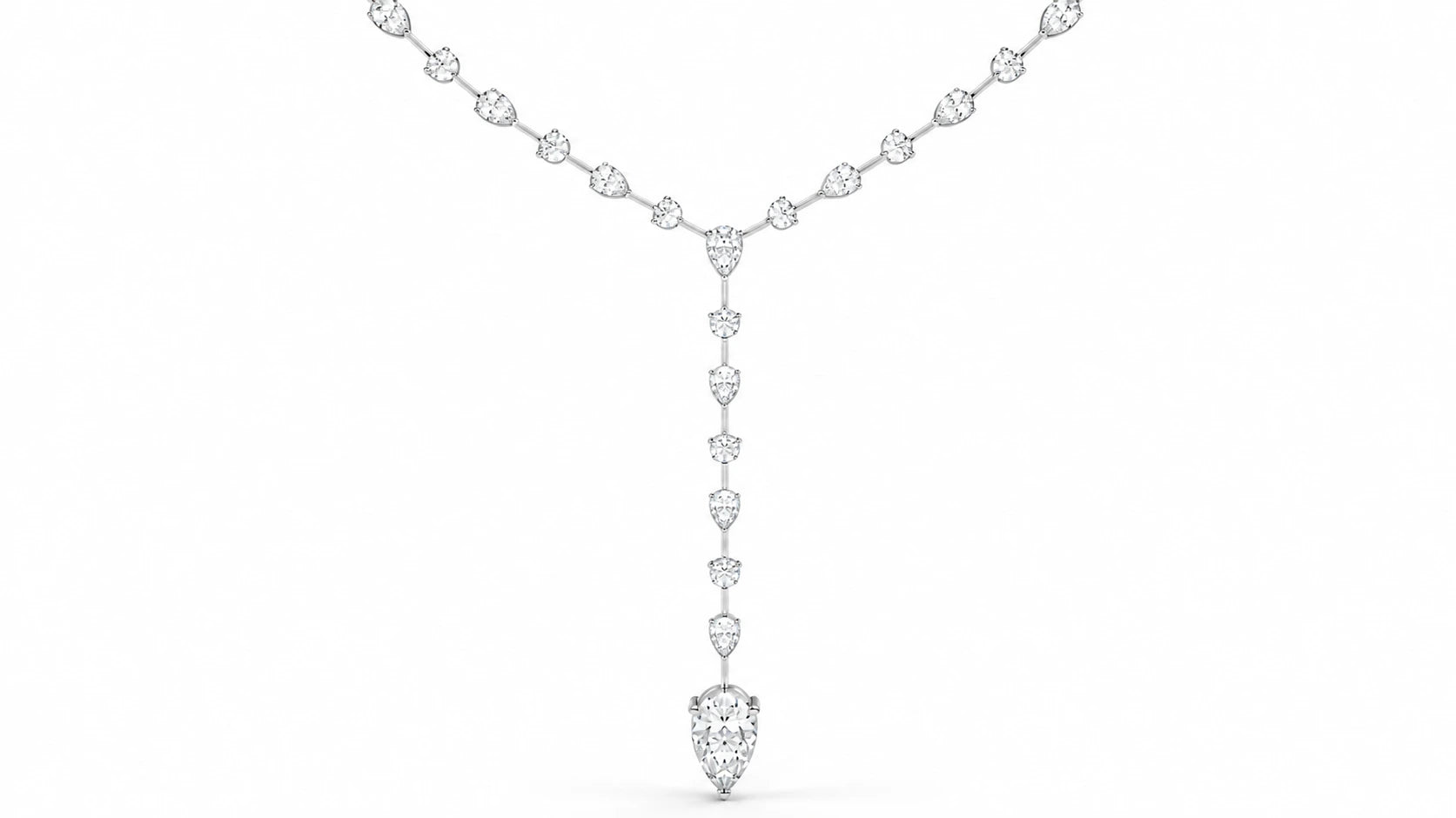 19.14 CTW Diamond Y-Drop Necklace - White Gold - Front View