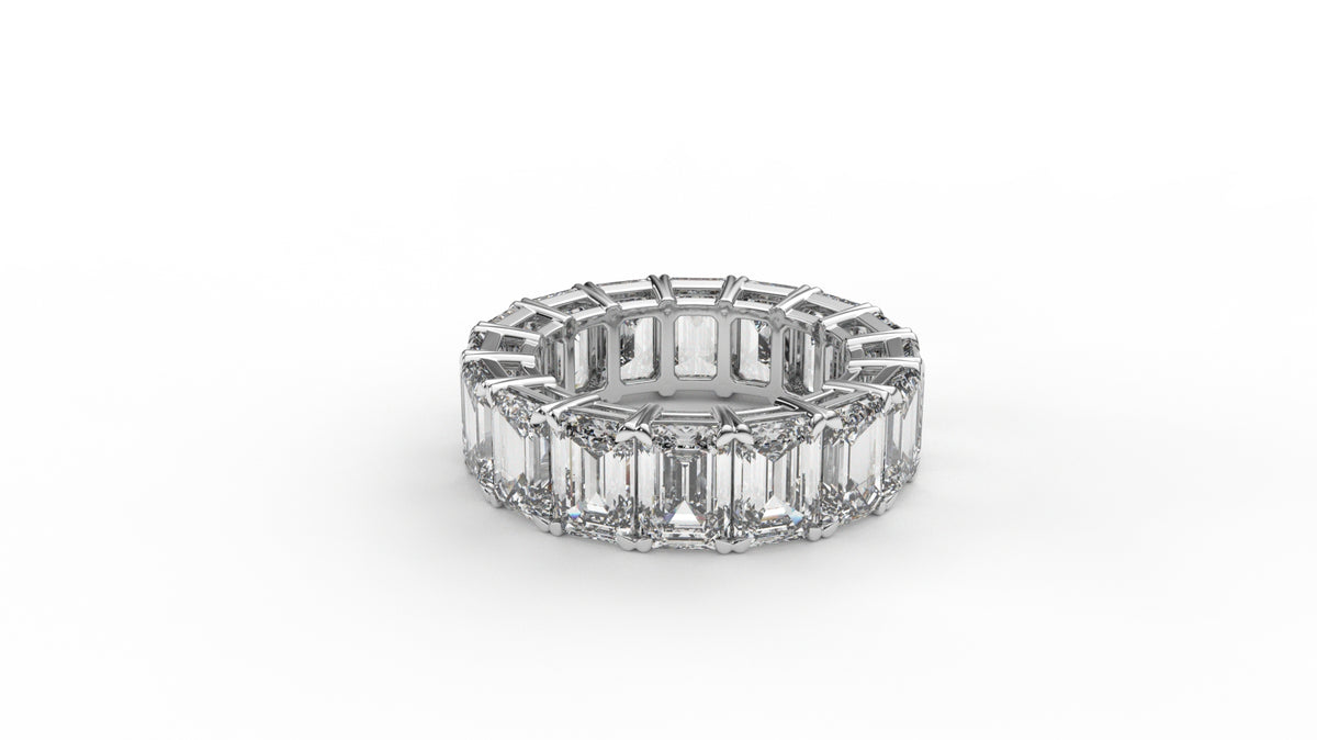 12 CTW Emerald Cut Diamond Eternity Wedding Band
